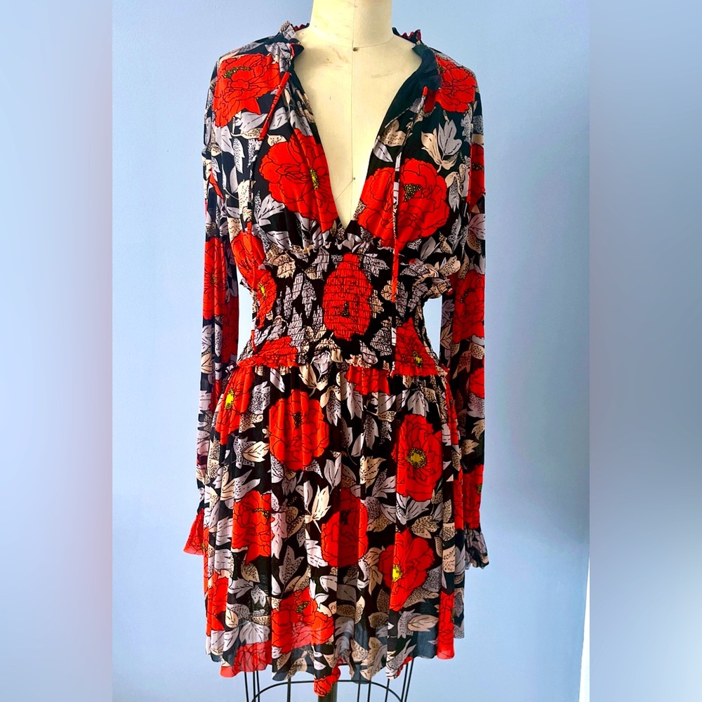 DVF - Floral Printed Mesh dress - size 4 (sample)